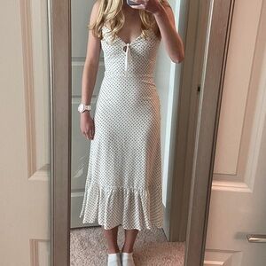 Reformation white polka dot maxi